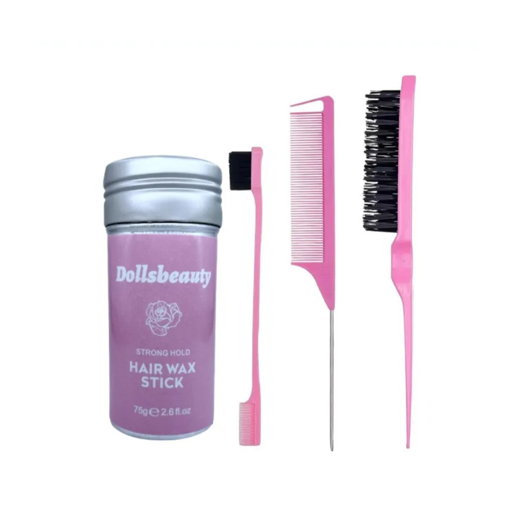 Professionele haar styling extra strong kam set met wax stick Dollsbeauty 3 stuks