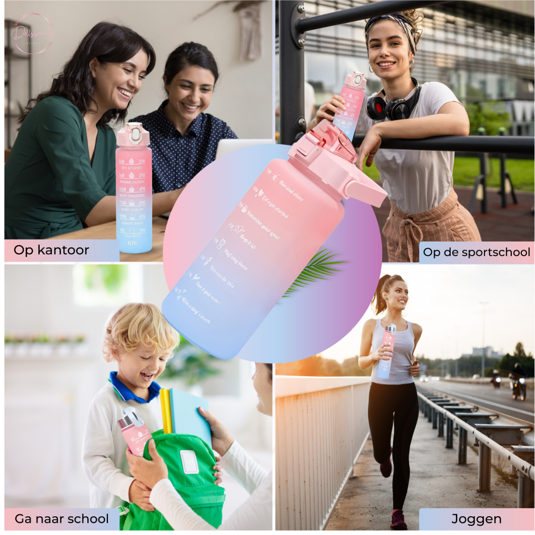 2 liter Motivatie Waterfles met Tijdmarkering