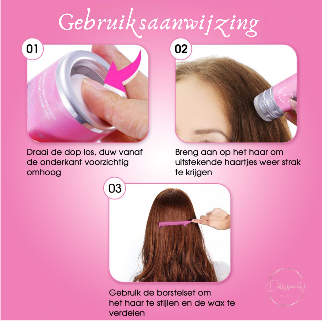 Professionele haar styling extra strong kam set met wax stick Dollsbeauty 3 stuks