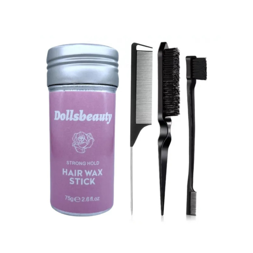 Professionele haar styling extra strong kam set met wax stick Dollsbeauty 3 stuks