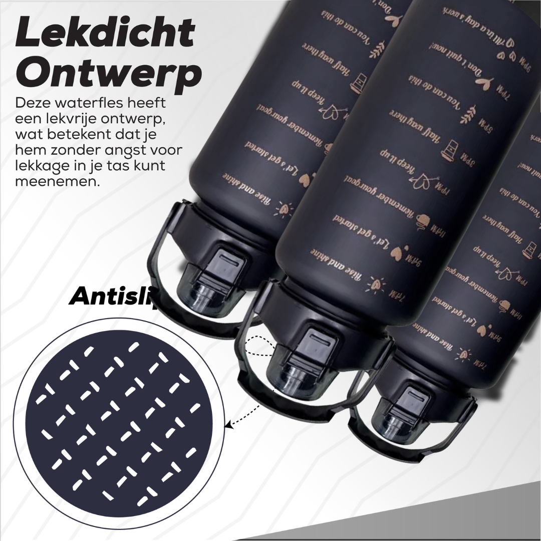 2 Liter Drinkfles Motivatie Waterfles Met Tijdmarkering - 3 Stuks