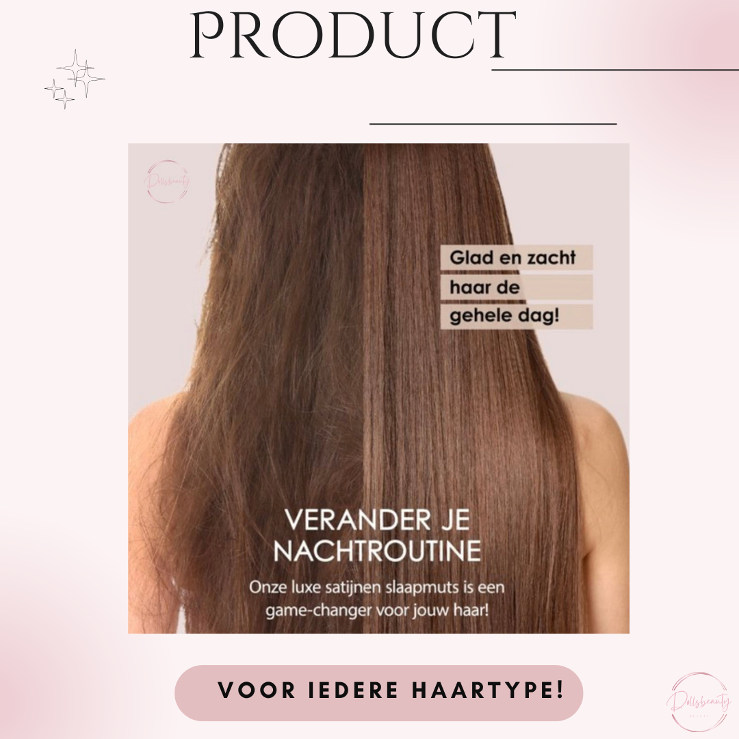 Luxe Satijnen Slaapmuts – 2 Stuks | Elastische Hoofdband met Lange Strikken