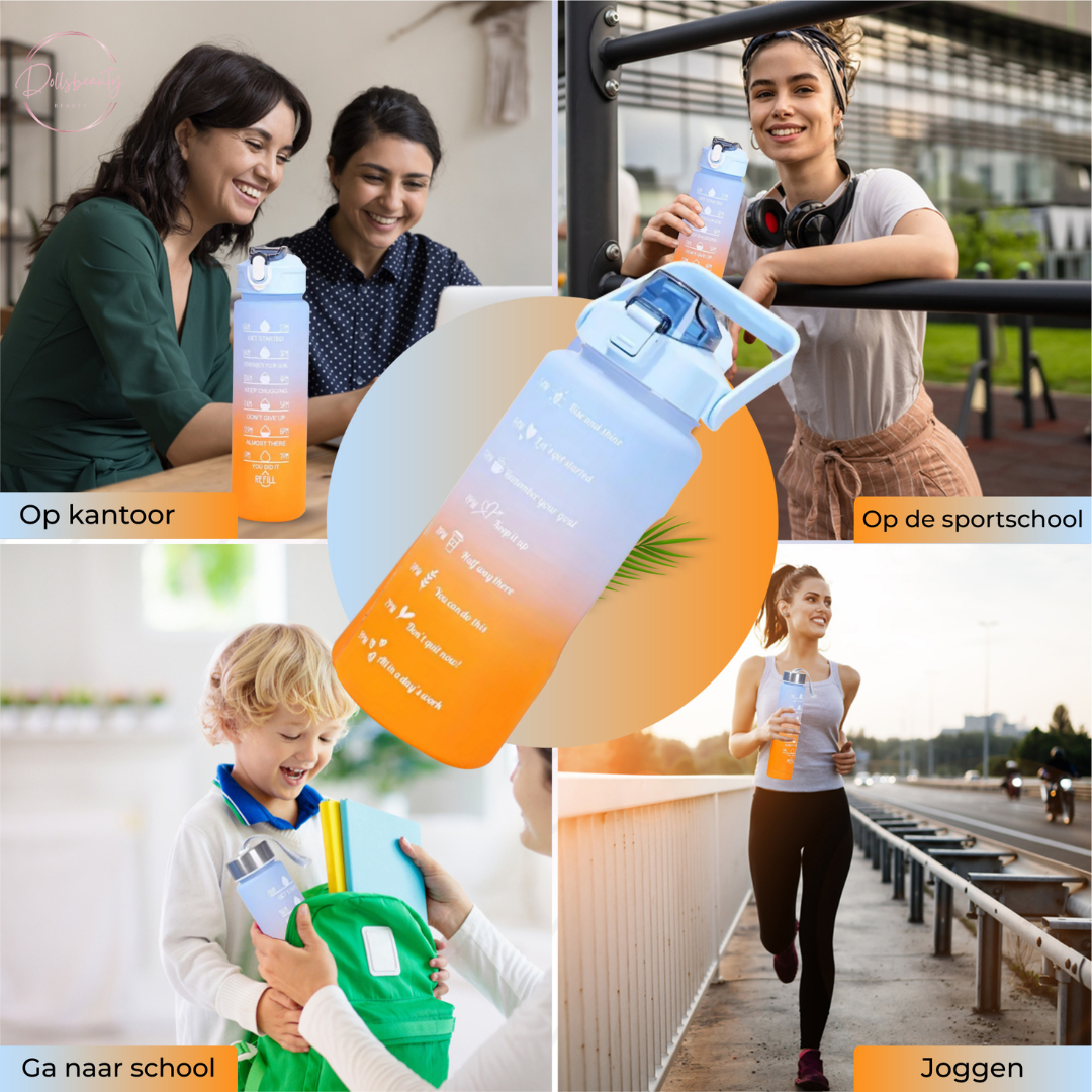 2 liter Motivatie Waterfles met Tijdmarkering