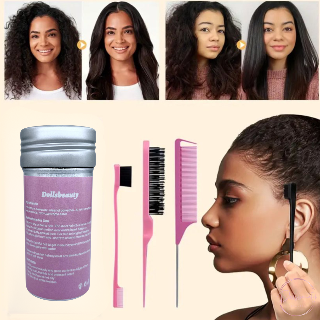 Professionele haar styling extra strong kam set met wax stick Dollsbeauty 3 stuks