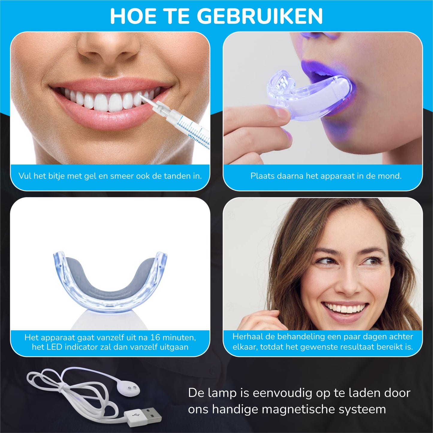 Tandenbleekset Compleet Met Led UV GEL