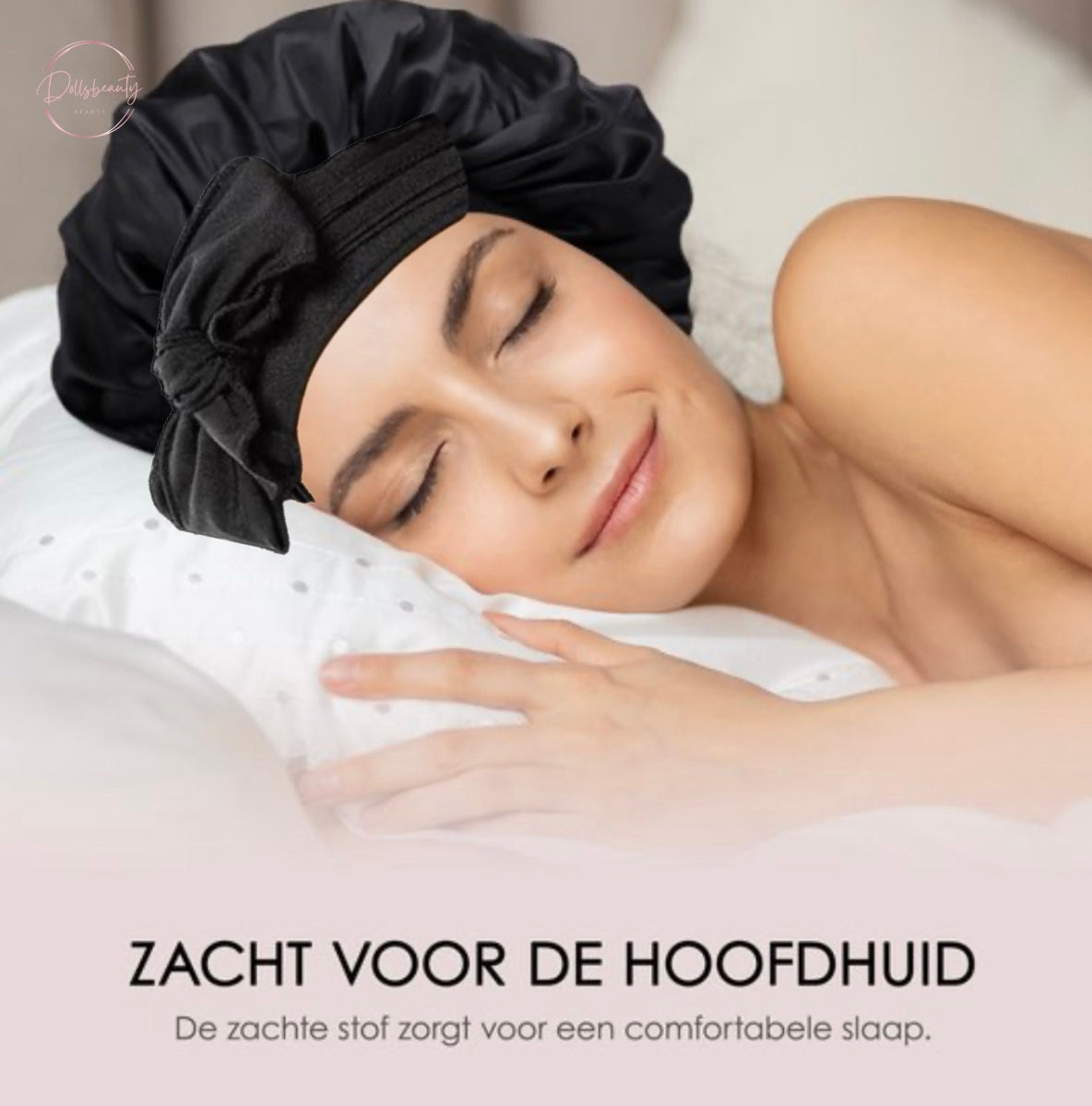 Luxe Satijnen Slaapmuts – 2 Stuks | Elastische Hoofdband met Lange Strikken