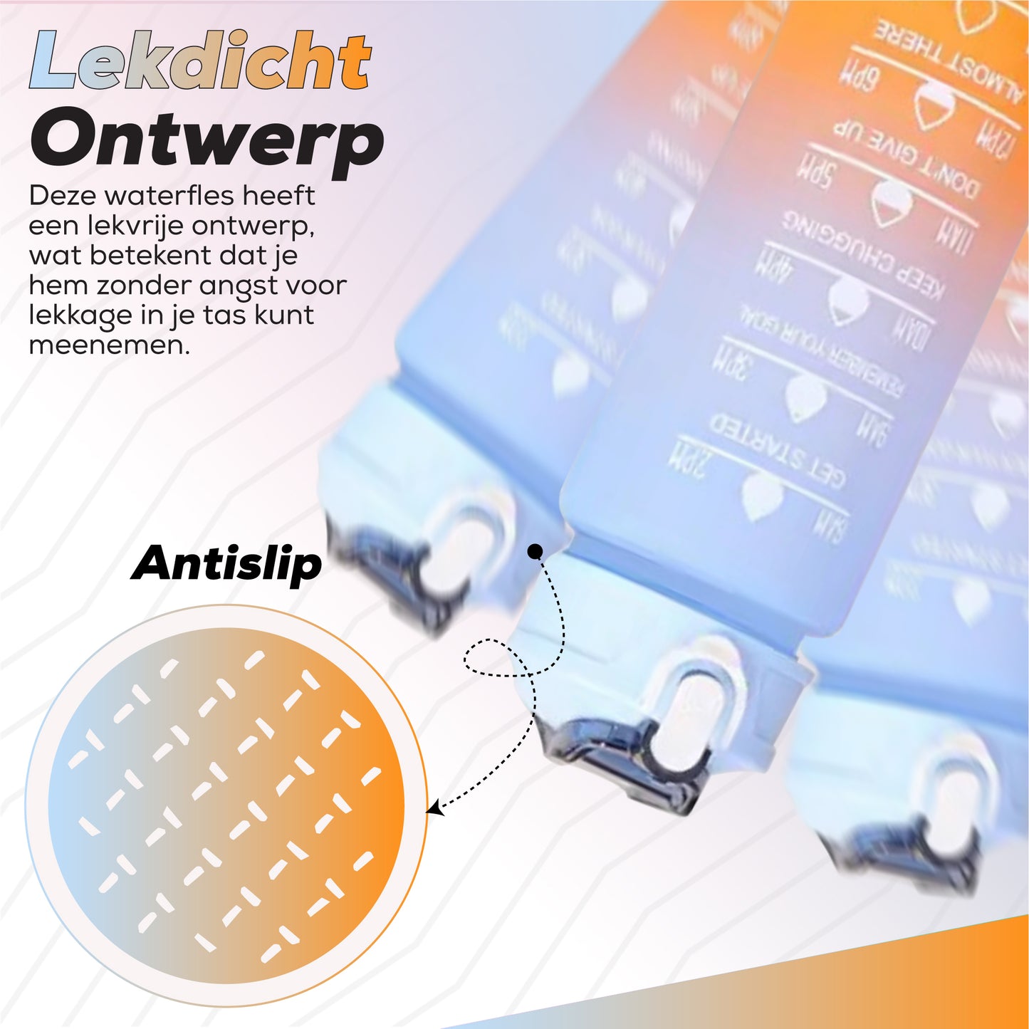 2 Liter Drinkfles Motivatie Waterfles Met Tijdmarkering - 3 Stuks