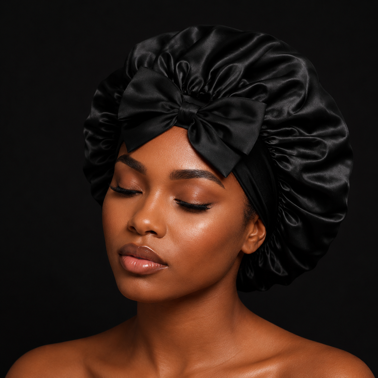 Luxe Satijnen Slaapmuts – 2 Stuks | Elastische Hoofdband met Lange Strikken