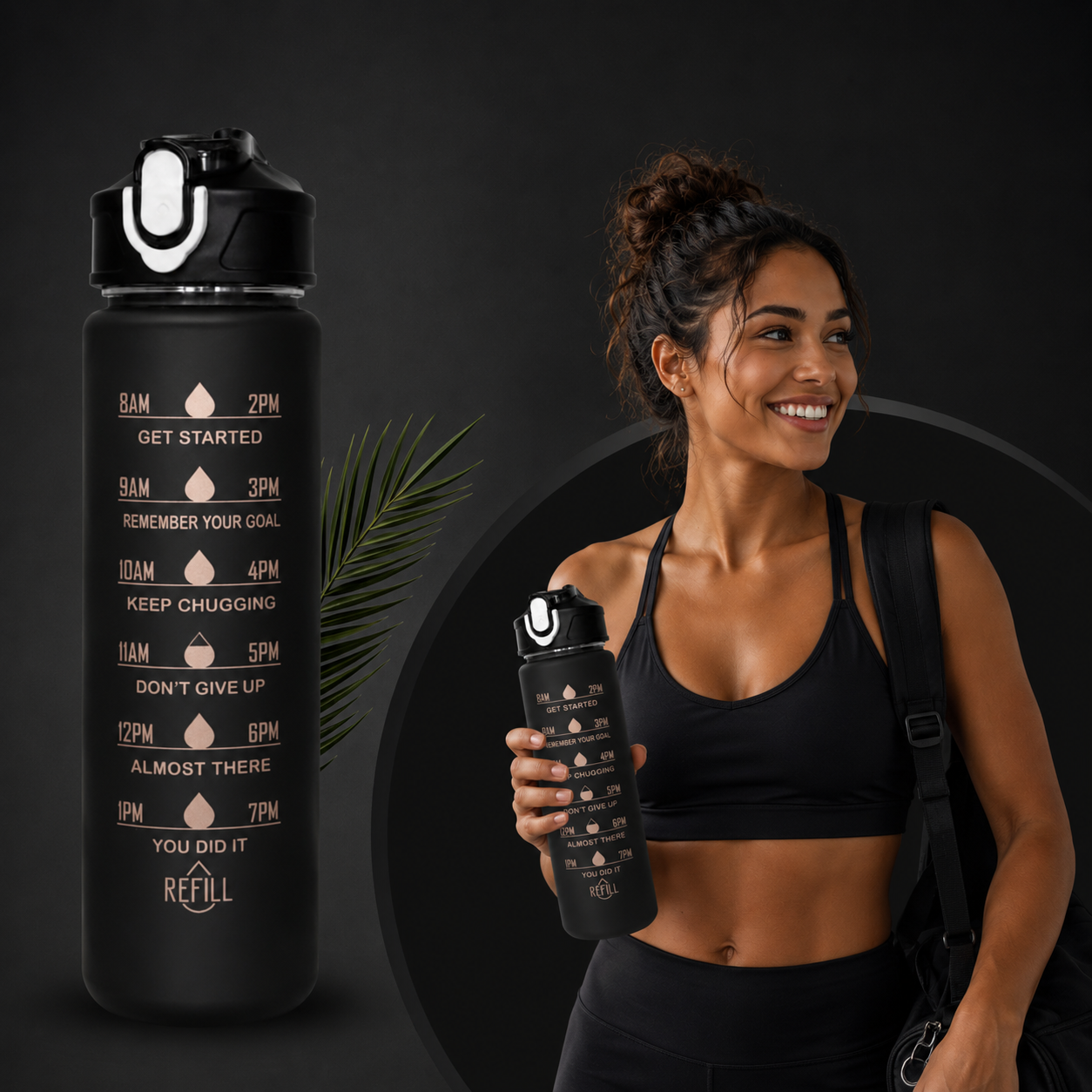 2 Liter Drinkfles Motivatie Waterfles Met Tijdmarkering - 3 Stuks
