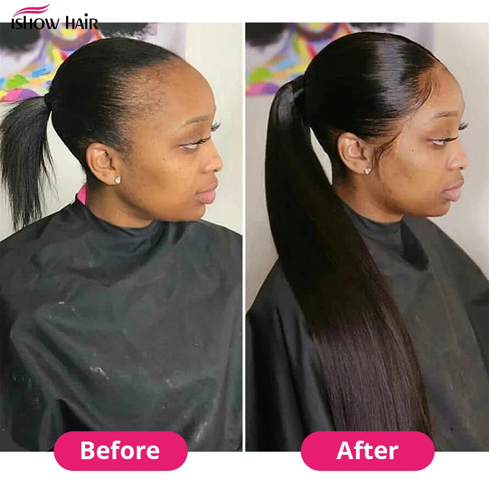 Ponytail Human Hair Brazilian Straight hair