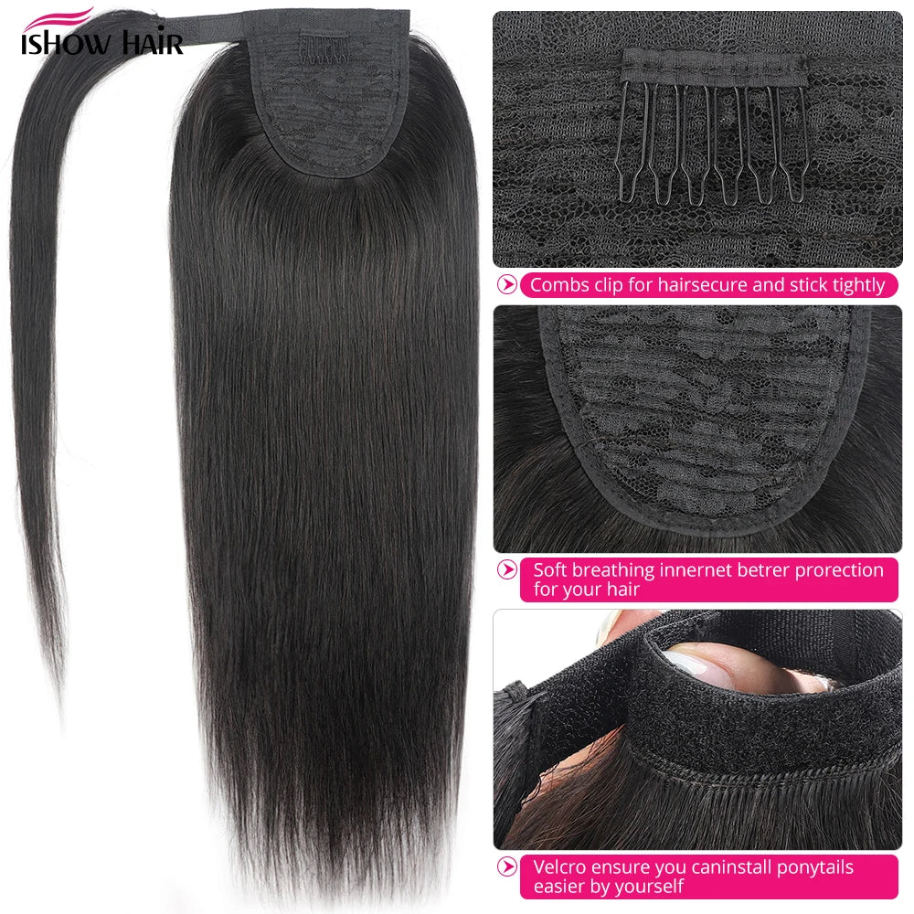 Ponytail Human Hair Brazilian Straight hair