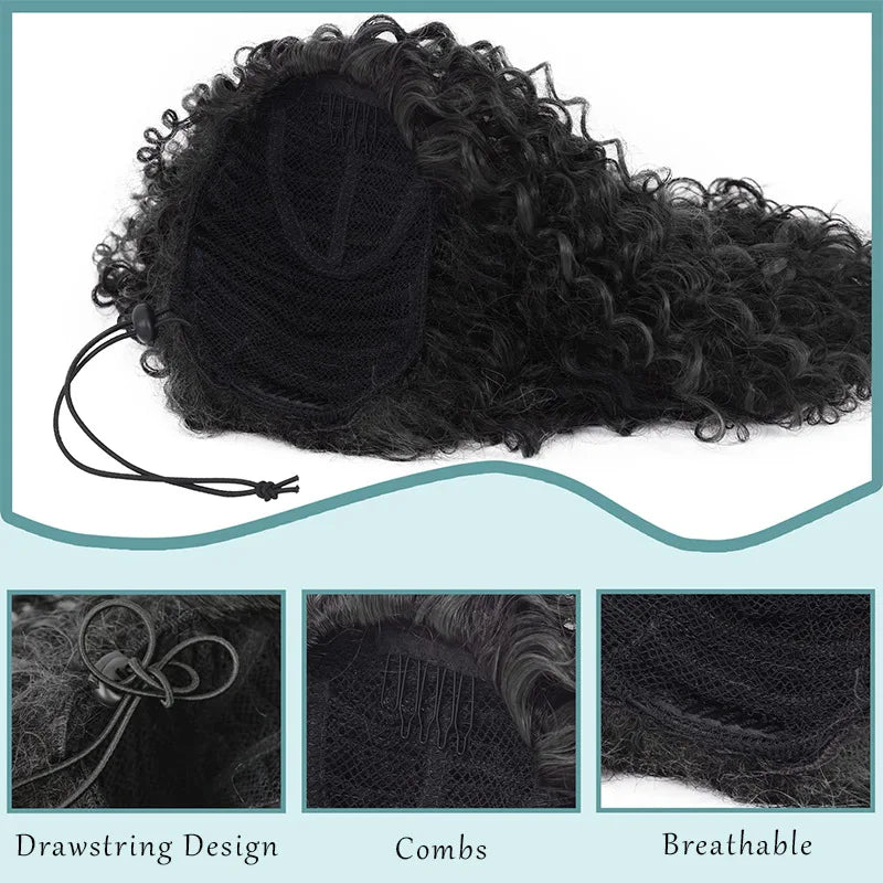 Afro Kinky Curly Hair Pieces Synthetic Heat Resistant