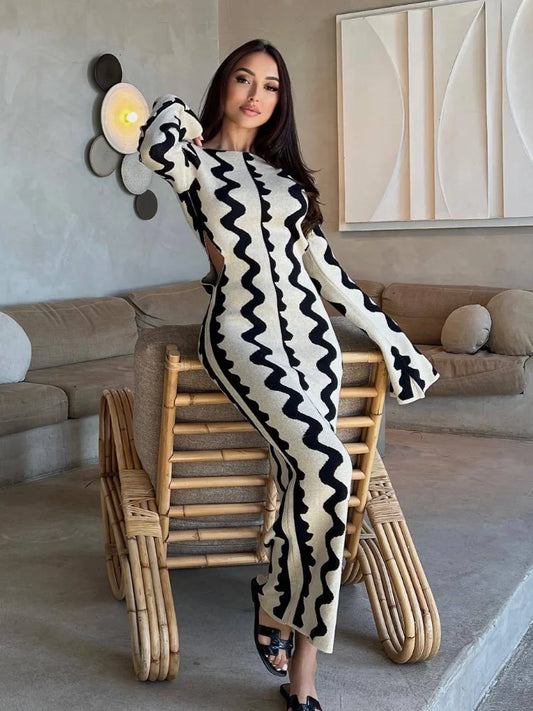 Long sleeve body con dress